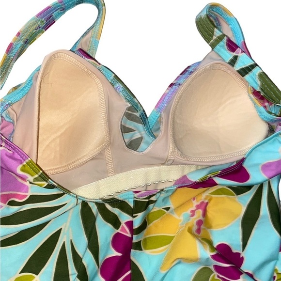 MircaleSuit Bright Floral Ruched One Piece Swimsuit Size 12 - Picture 5 of 9